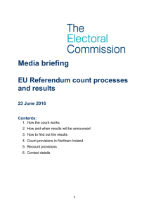 Media briefing - EU Referendum count processes and results