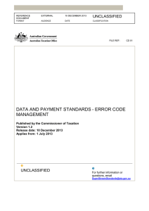 Data and Payment Standards - Error Code Management v1.2