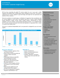 PV Inverter Customer Insight Survey