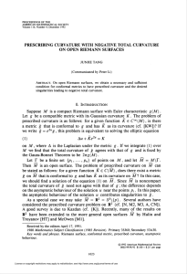 prescribing curvature with negative total curvature on open riemann