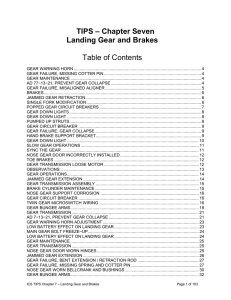 TIPS – Chapter Seven Landing Gear and Brakes Table of Contents