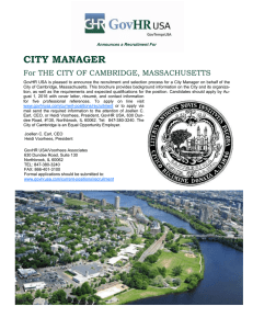 CITY MANAGER - the City of Cambridge