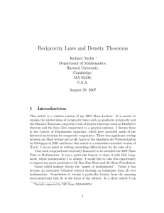 Reciprocity Laws and Density Theorems