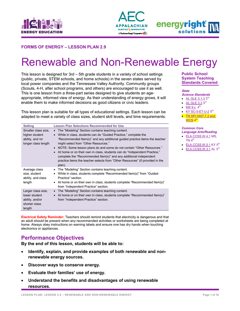 Renewable and Non-Renewable Energy Throughout Renewable And Nonrenewable Resources Worksheet