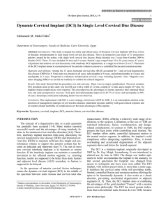 Dynamic Cervical Implant (DCI) In Single Level Cervical Disc Disease