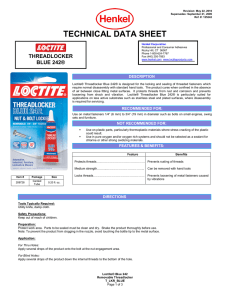 TECHNIAL BULLETIN - Loctite Adhesives