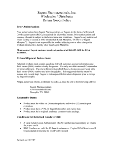 Return Goods Policy - Sagent Pharmaceuticals