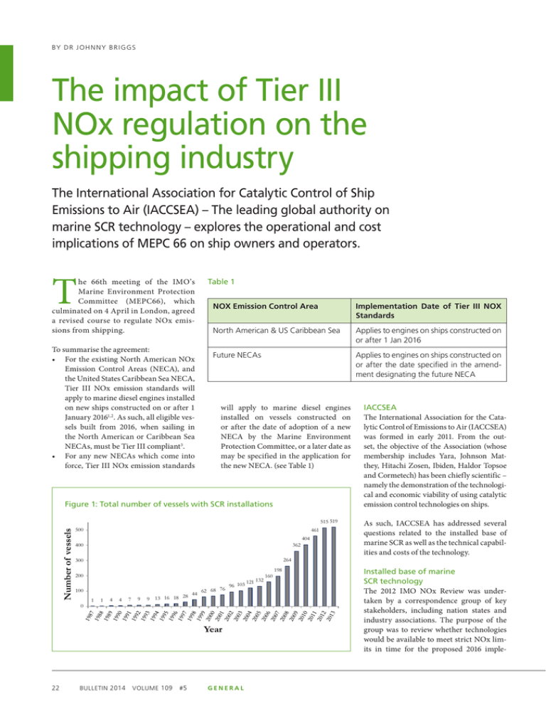 The impact of Tier III NOx regulation on the shipping