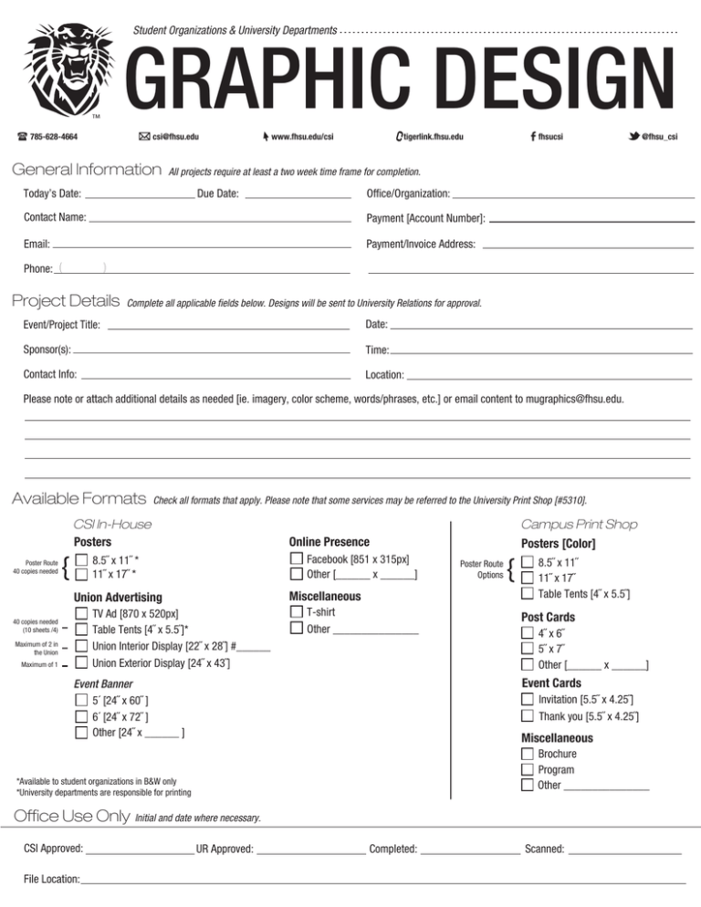 Graphic Design Request Form Template