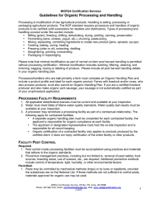 Guidelines for Organic Processing and Handling