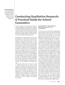 Conducting Qualitative Research: A Practical Guide for School