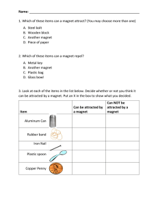 Name: 1. Which of these items can a magnet attract? (You may