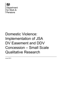 Domestic Violence: Implementation of JSA DV Easement and DDV