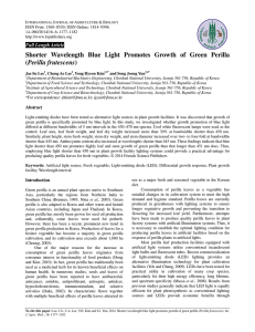 Shorter Wavelength Blue Light Promotes Growth of Green Perilla