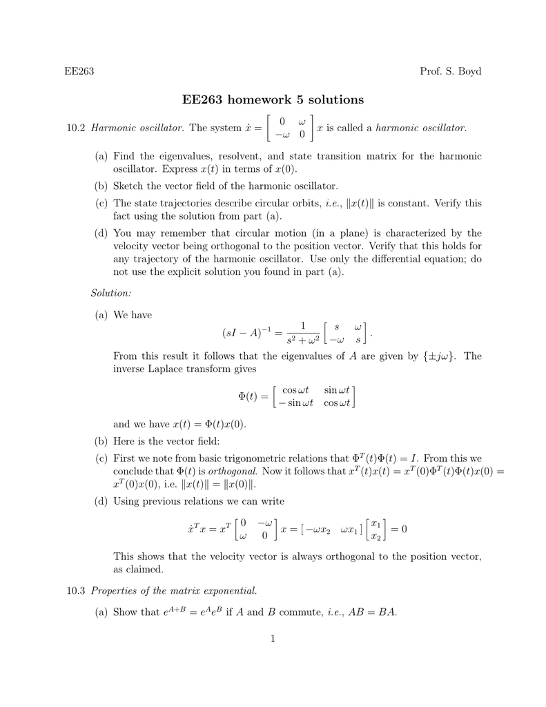 ee263 homework problems solutions