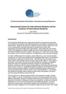 Assessment Issues for International Students and for Teachers of