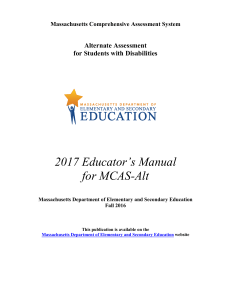 Educator`s Manual for MCAS-Alt - Massachusetts Department of