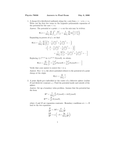 Physics 70006 Answers to Final Exam May 8, 2006 1. A charge Q is