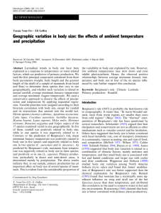 Geographic variation in body size: the effects of ambient