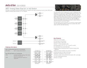 AES / Analog Video Dual 2x1 or 4x2 Switch