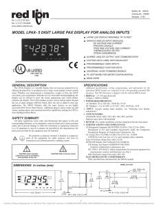 model lpax- 5 digit large pax display for analog inputs