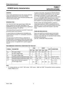 HCMOS family characteristics FAMILY SPECIFICATIONS