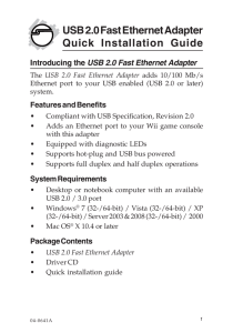 USB 2.0 Fast Ethernet Adapter Quick Installation Guide
