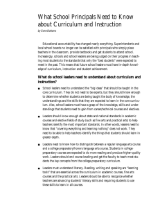 What School Principals Need to Know about Curriculum and