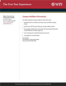 Campus Mailbox Information - The First Year Experience