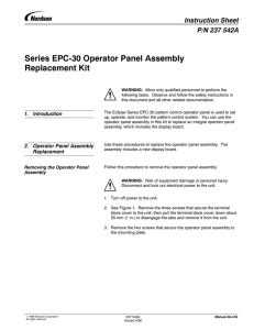 P/N 237 542A Series EPC-30 Operator Panel Assembly