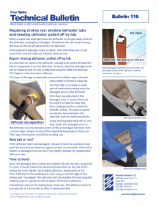 Technical Bulletin - Frost Fighter Defroster Repair and Replacement