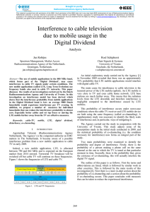 Interference to cable television due to mobile usage in the Digital