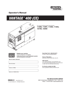 vantage ®400 (ce) - Lincoln Electric