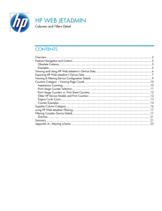 HP Web Jetadmin Columns and Filters Detail