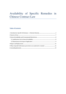Availability of Specific Remedies in Chinese Contract Law