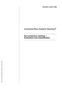 AS/NZS 4399:1996 Sun protective clothing-Evaluation