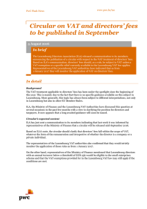 Circular on VAT and directors` fees to be published in September