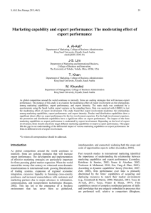 Marketing capability and export performance: The moderating effect