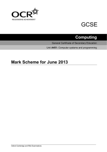 Mark scheme - Unit A451 - Computer systems and