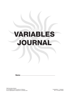 VARIABLES JOURNAL
