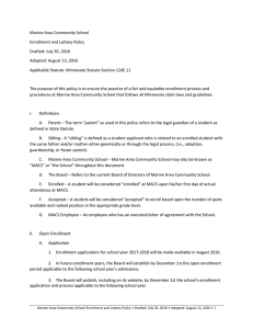 Enrollment Policy () - Marine Area Community School