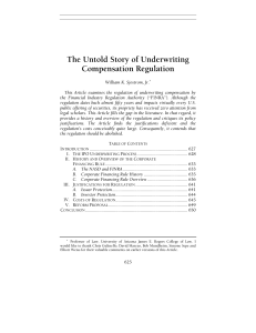 The Untold Story of Underwriting Compensation Regulation