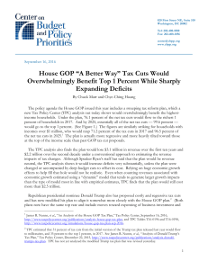 House GOP “A Better Way” Tax Cuts Would Overwhelmingly Benefit