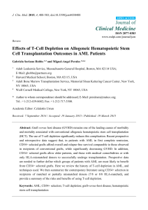 Effects of T-Cell Depletion on Allogeneic Hematopoietic Stem Cell