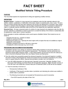 PennDOT Fact Sheet - Modified Vehicle Titling Procedure