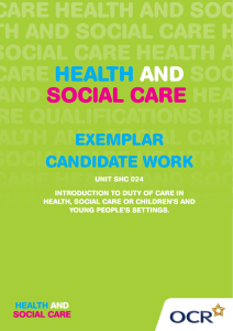 Unit SHC 024 - Introduction to duty of care in health, social