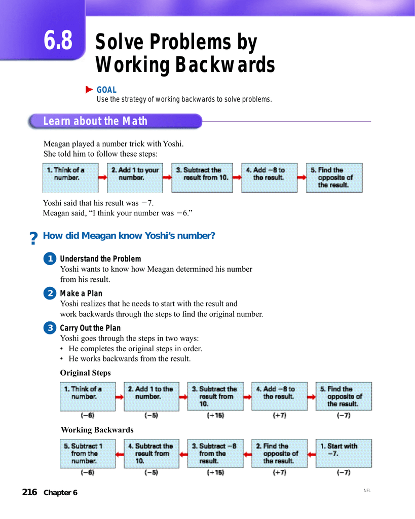 problem solving working backwards example