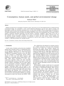 Consumption, human needs, and global environmental change