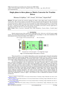 Single phase to three phase ac Matrix Converter for Traction