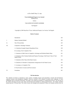 VALUATION OF PATENT LICENSES